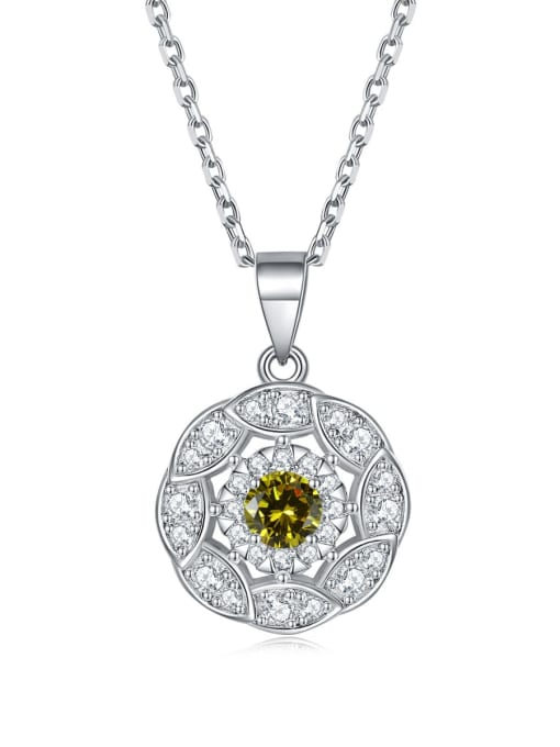 Olive [August] 925 Sterling Silver Birthstone Minimalist FLower Pendant Necklace
